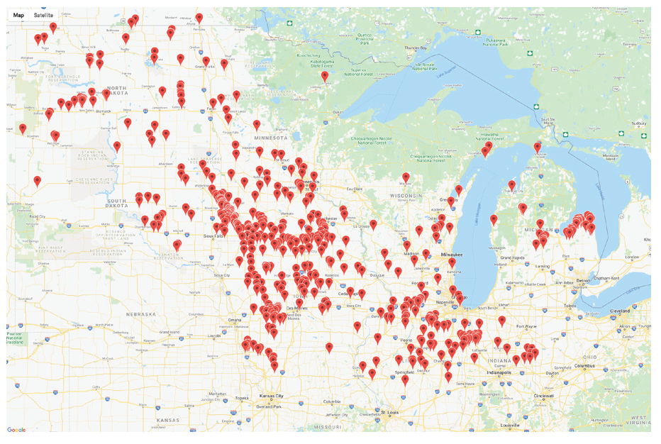 Figure 2. Wind farms in MISO North